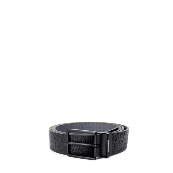 armani black leather belt